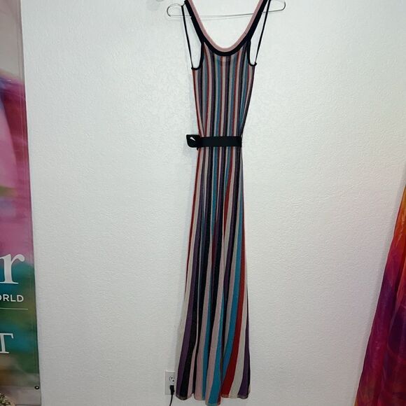 NWT REBECCA VALLANCE Striped Metallic MELANGE KNIT MAXI Dress Medium - Picture 14 of 15